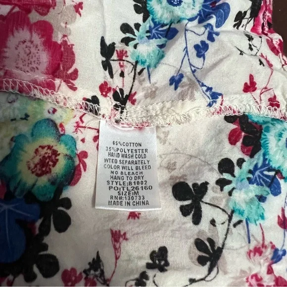 Umgee Multicolor Floral Lightweight 3/4 Sleeve Tunic Top Bohemian Floral Dress M - Picture 8 of 10